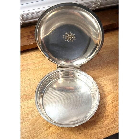 Sheffield Silver Company Silent Butler Silver Over Copper, Raised Flower on Lid - Picture 3 of 10